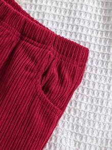 Baby Girl Ruffle Trim Peplum Top & Pants - Burgundy - View 8