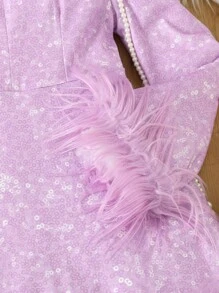 SHEIN 女大童毛茸邊洋裝 - 紫色 - 查看 6