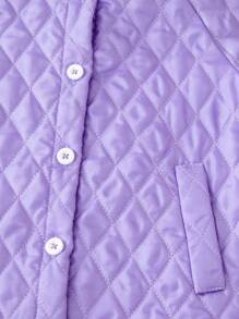 Baby Girl Button Front Hooded Quilted Coat Without Sweater