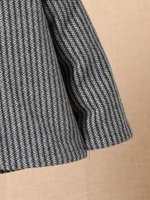 SHEIN Young Boy 1pc Striped Lapel Collar Overcoat - Grey - View 5