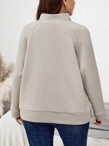 SHEIN LUNE Plus Solid Raglan Sleeve Sweatshirt Graduation,Back To School,Graduation,Teacher For Women,Back To School Pullover Fall Sweatshirt - Apricot - View 4