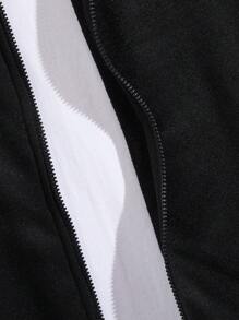 男士愛心圖案拉鏈開襟飛行員夾克不帶T恤 - 黑色 - 查看 6