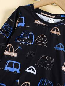 SHEIN Young Boy Car Print Tee & Sweatpants - Black - View 8