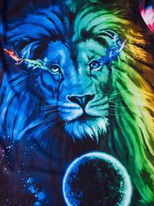 GENTILAND 男士3D獅子印花T恤 - 綠色 - 查看 4