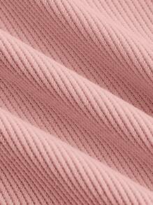 SHEIN MOD 拼接領前紐扣緊身連衣裙 - 淺粉色 - 查看 4