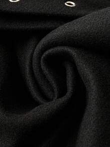 SHEIN LUNE Plus Solid Belted Overcoat - Black - View 5