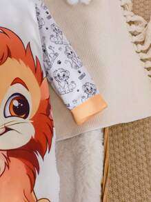 男嬰獅子圖案撞色滾邊連身褲 - 彩色 - 查看 5