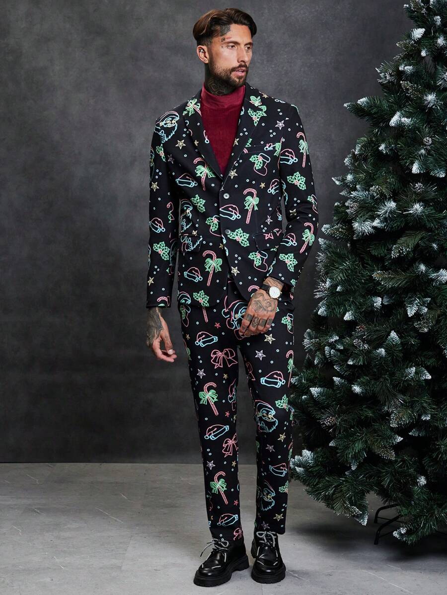 SHEIN Männer Hose & Blazer Weihnachtsmuster