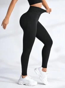 Yoga Basic Quần Leggings Thể thao Nữ màu trơn - màu đen - Xem 1