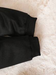 Baby Boy Raw Trim Flap Detail Jacket & Sweatpants & Tee - Black - View 7