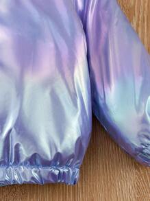 Baby Girl Holographic Zip Up Hooded Jacket - Multicolor - View 6