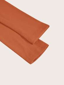 SHEIN BASICS Solid Mock Neck Crop Tee - Redwood - View 3