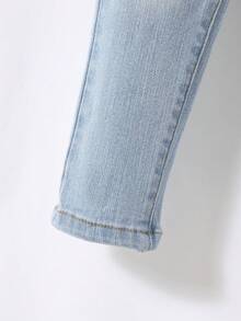 SHEIN Chàng trai trẻ Eo đàn hồi Túi nghiêng Quần jean - Rửa nhẹ - Xem 3