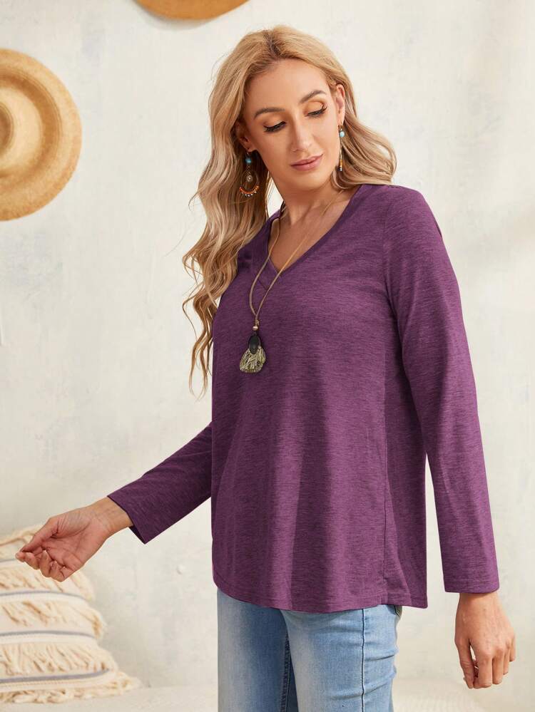 V Neck Solid Tee