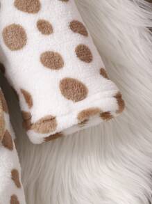 Baby Girl Cow Pattern 3D Ear Design Hooded Belted Flannel Robe - White - View 5