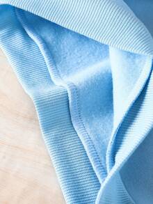 女婴蝴蝶标语图案保暖连体卫衣 - 淺藍色 - 查看 4