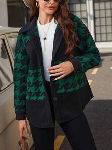 SHEIN LUNE In Houndstooth Thả vai Áo khoác - Nhiều màu - Xem 4
