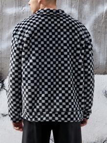 Manfinity Hypemode Lỏng lẻo phù hợp Nam Mô hình bàn cờ Thả vai Áo Teddy Jackets - Nhiều màu - Xem 2