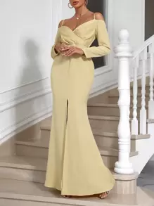 Chiquease Cold Shoulder Split Thigh Dress