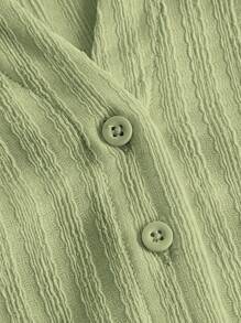 SHEIN MOD Lettuce Trim Button Front Tee