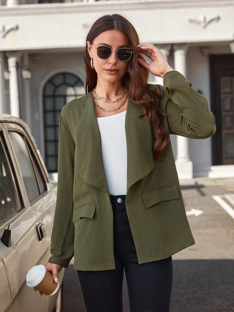 Waterfall Collar Open Front Coat