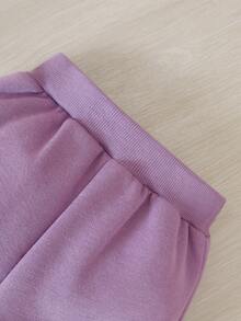 男嬰撞色插肩袖飛行員夾克和運動褲&T恤 - 紫色 - 查看 5