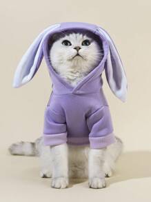 PETSIN 1pc Pinkish-purple Rabbit Pet Hoodie - Purple - View 3