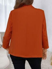 SHEIN Unity Plus Roll Tab Sleeve Open Front Blazer Graduation,Back To School,Teacher Outfits For Women Fall Cloth For Women Autumn - Rust Brown - View 2