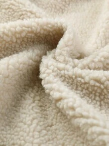 SHEIN BASICS Plus Zip Up Teddy Jacket - Apricot - View 6