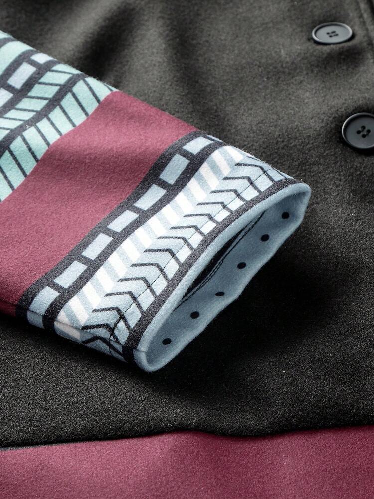 Plus Geo Print Colorblock Overcoat