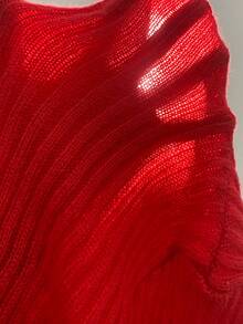 SHEIN Unity Tu bổ trái tim Chi tiết Cổ giả Dây kéo mặt trước Áo len - Đỏ - Xem 6