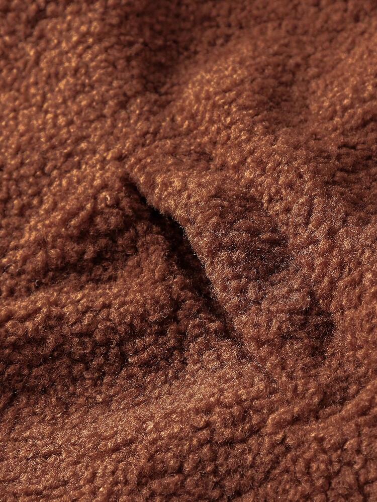 Plus Drop Shoulder Teddy Bomber Jacket Fall Cloth For Women