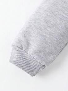 SHEIN 女大童花卉和字母圖案落肩袖套頭衫和運動褲 - 灰色 - 查看 4