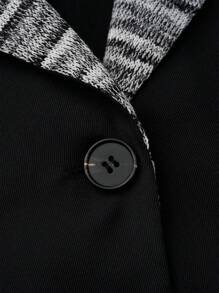 EMERY ROSE Plus Contrast Space Dye Panel Lapel Collar Blazer and Suit Pants