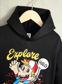 男小童標語和卡通圖案連帽衫和運動褲 - 彩色 - 查看 4