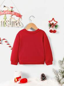 女婴休闲卡通图案长袖圆领卫衣，适合秋冬季穿着