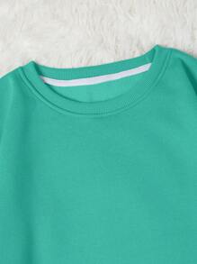 INAWLY Solid Round Neck Thermal Pullover,Long Sleeve Tops - Mint Green - View 4