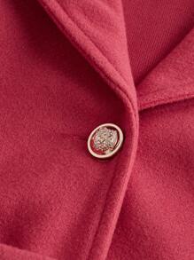 SHEIN Tween Girl 1pc Puff Sleeve Belted Overcoat - Pink - View 3