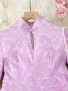 SHEIN 女大童毛茸邊洋裝 - 紫色 - 查看 3