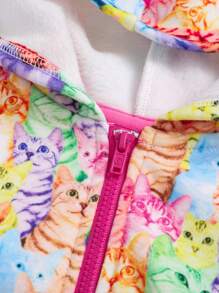 SHEIN Baby Mädchen Kapuzenpullover mit Reißverschluss All Over Print