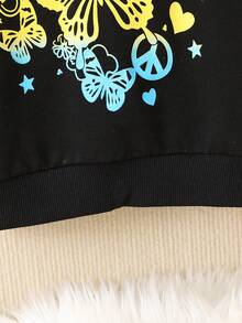 SHEIN Áo nỉ in hình bướm cho bé gái - màu đen - Xem 6