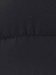 SHEIN LUNE Fuzzy Trim Belted Padded Padded Coat Clothes Winter - Black - View 3