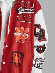 Manfinity RebelGame 超大号男士双色字母图案落肩运动夹克（无连帽衫） - 彩色 - 查看 3