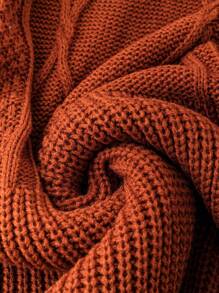 SHEIN Unity Plus Solid Cable Knit Sweater Dress - Brown - View 4