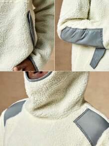 In My Nature 男士織帶拼接連帽絨毛運動衫