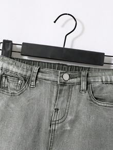 SHEIN 年輕男孩傾斜口袋牛仔褲 - 軍綠色 - 查看 7