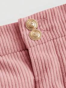 SHEIN MOD 素色燈芯絨百褶半身裙 - 粉色 - 查看 4