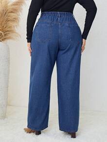 SHEIN LUNE Hơn Cao eo Quần legging thẳng - Màu xanh lam - Xem 2