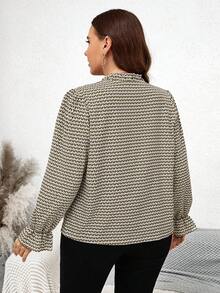 SHEIN Clasi Hơn In Toàn bộ tay áo lá sen Áo sơ mi - Nhiều màu - Xem 2