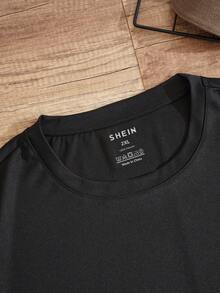 Hombres talla grande Camiseta con estampado de slogan - Negro - Ver 4